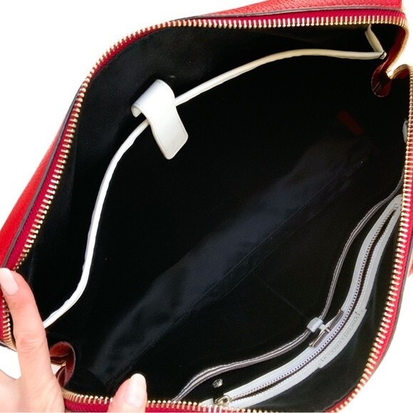 Henri Bendel Red Leather Satchel Briefcase Bag - Picture 7 of 16